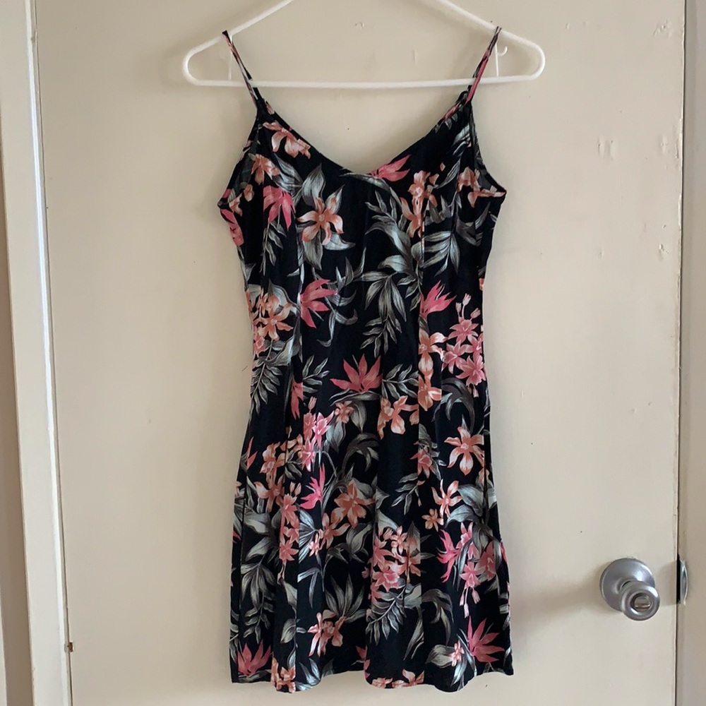 Black floral mini dress